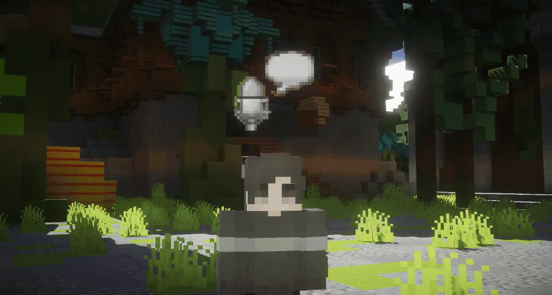 A Minecraft player using OpenAudioMc voice chat